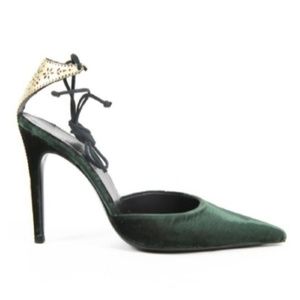 Alexandra Neel Velvet Green Heels